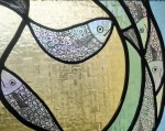 stained glass painted fish detail